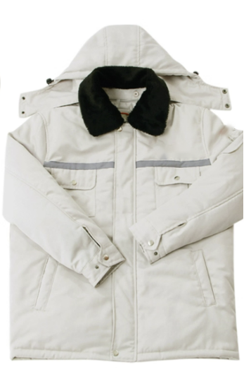 君御 纯棉加厚纱卡防寒服 棉大衣 白色-S